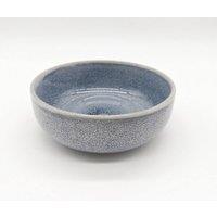 Glim & Glam Reactive Ash Blue Glaze Dinnerware Cereal Bowl 4pc Set 16cm in Mid Blue