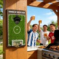 Obasyhig World Cup Themed Soccer Field Beer Bottle Opener in Green | Size: Large