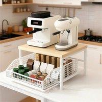 Nordara White 2 Tier Countertop Organizer With Drawer Baskets Space Saving