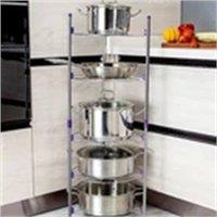 Nordara 5 Tier Kitchen Pan Stand Pot Saucepan Storage in Silver | Size: 100 cm
