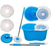 Nordara Blue Floor Magic Spin Mop Bucket Microfiber Spinner 360 Rotating