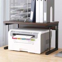 Nordara Desktop Printer Stand W/ Storage Shelf for Home Office Desk Organizer in Brown | Size: 100 cm x 100 cm