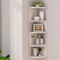 Nordara White 5 Tier Floating Corner Shelf Wooden Wall Mounted Storage | Size: 100 cm x 15 cm