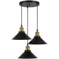 Emitto Pendant Light 3 Lights Height Adjustable Vintage Ceiling Light Black