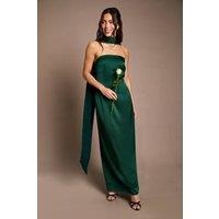 Oasis Women's Emerald Bandeau Satin Bridesmaid Maxi Dress With Scarf | Size: 14