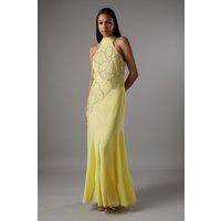 Coast Women's Embellished Maxi Dress With Godet Pleats in Yellow | Size: 12