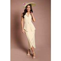 Coast Women's Lisa Tan Column Midi Skirt in Lemon | Size: 14