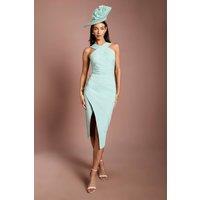 Coast Women's Lisa Tan Cross Neck Bandage Midi Dress in Mint | Size: 18