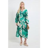 Wallis Women's Petite Summer Tropical Midi Dress in Green | Size: 18