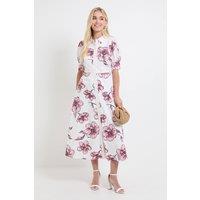 Wallis Women's Petite Summer Cotton Floral Shirt Dress in Pink | Size: 16