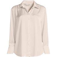 Lands' End Women's Long Sleeve Satin Shirt in Ivory | Size: 14