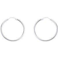 Jewelco London Women's Silver Sleeper Hoop Earrings 27mm 2mm