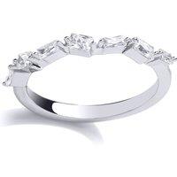 Jewelco London Women's Silver baguette CZ Zig Zag Art Deco Eternity Ring | Size: Medium
