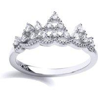 Jewelco London Women's Silver CZ Mountain King Crown Dress Ring | Size: O