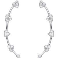Jewelco London Women's 925 Sterling Silver CZ Love Heart Station Drop Earrings