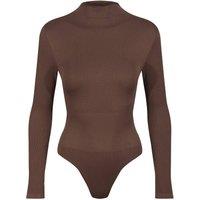 Ruey Women's Essentials Turtle Neck Bodysuit Sculpting Stretch Fit in Brown | Size: 2XS