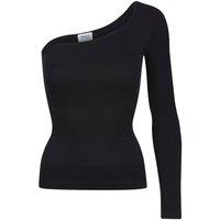 Ruey Women's Essentials One Shoulder Top Sculpting Smoothing Stretch Fit in Black | Size: Small