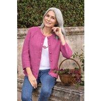 WoolOvers Women's Wool Blend 3/4 Sleeve Cardigan in Magenta | Size: Large