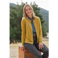 WoolOvers Women's Cashmere & Merino Classic Crew Neck Cardigan in Mustard | Size: 2XL