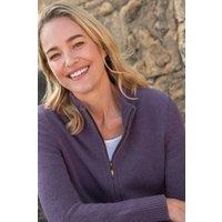WoolOvers Women's 100% Wool Fitted Zip Thru Cardigan in Purple | Size: XL