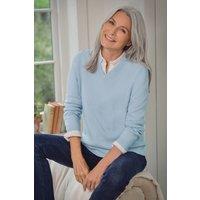 WoolOvers Women's 100% Wool Classic V Neck Jumper in Pale Blue | Size: Large