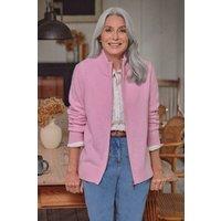 WoolOvers Women's 100% Wool Fitted Zip Thru Cardigan in Light Pink | Size: XL