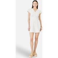 Yumi Women's White Cotton Broderie Anglaise Playsuit in Off-White | Size: 16