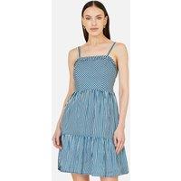 Yumi Women's Blue Stripe Cotton Mini Sun Dress | Size: 8