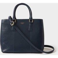 OSPREY LONDON Women's The Adaline High Shine Leather Work Bag in Mid Navy
