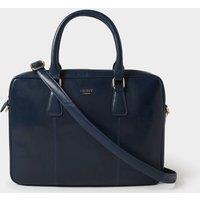 OSPREY LONDON Women's The Adaline High Shine Leather Laptop Bag in Mid Navy
