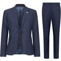 Infinity Leather Women's Three-Piece Tailored Fit Suit in Prince of Wales Check in Blue | Size: 12