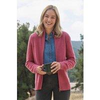 WoolOvers Women's 100% Wool Fitted Zip Thru Cardigan in Light Red | Size: Small
