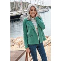 WoolOvers Women's Cotton Blend Edge to Edge Jacket in Green | Size: Large