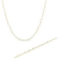 Spero London Women's Love Heart Sterling Silver Chain Bracelet & Necklace Set in Gold