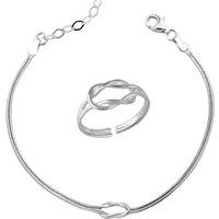 Spero London Women's Knot Bracelet & Ring Set in Sterling Silver