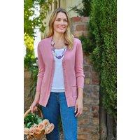 WoolOvers Women's Long V Neck Cardigan in Dusty Pink | Size: Medium