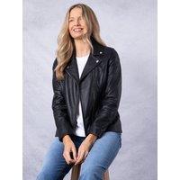 Lakeland Leather Women's 'Knotts' Leather Biker Jacket in Black | Size: 14