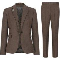TruClothing Women's 3 Piece Tweed Suit Herringbone Pattern Tailored Fit Business in Brown | Size: 8