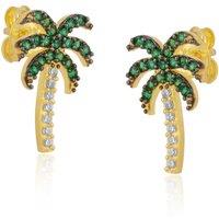 Spero London Women's Palm Tree Sterling Silver Stud Earring in Gold