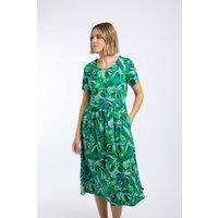 Weird Fish Women's Celsia Printed Jersey Scoop Midi Dress in Green | Size: 8