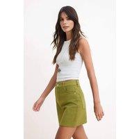 WOVCOR Women's Mini Denim Skirt with Clean Cut & Structured Fit Design in Light Khaki | Size: 12