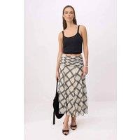 WOVCOR Women's Check Print Gathered Midi Skirt with Flowy Lightweight Design | Size: Small