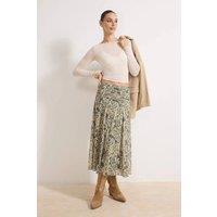WOVCOR Women's Paisley Print Gathered Midi Skirt with Flowy Lightweight Fit | Size: XS