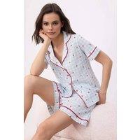 WOVCOR Women's Heart Print Short Sleeve Pyjama Lounge Short Set | Size: Medium