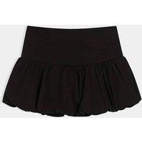 WOVCOR Women's Bubble Hem Mini Skirt with Gathered Waist Detail in Black | Size: XS