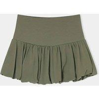 WOVCOR Women's Bubble Hem Mini Skirt with Gathered Waist Detail in Khaki | Size: Medium