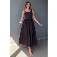 WOVCOR Women's Strappy Gathered Waist Maxi Dress with Full Skirt in Brown | Size: XS