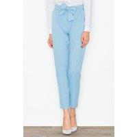Love Lace Women's Waist Crease Sash Tie Trousers with Zip in Blue | Size: Medium
