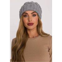 Love Lace Women's Warm Braided Knit Beanie Hat Soft Yarn Folded Cuff Casual Winter in Grey