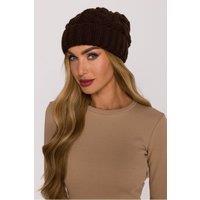 Love Lace Women's Warm Winter Braided Knit Beanie with Folded Cuff Soft Yarn Cap in Brown